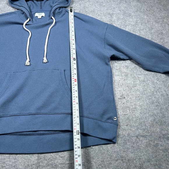 Aerie pullover Hoodie Womens Medium Blue Waffle Knit Oversized Casual Loungewear - Picture 5 of 14